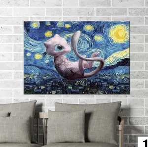 [Sale up to 30%] + [FREE SHIP] + [NO FRAME] Mew Anime Wall Art, Umbreon Canvas, Blastoise Wall Decor, Japanese Anime Decor, Charizard Poster, Starry Night Art, Anime Digital Prints