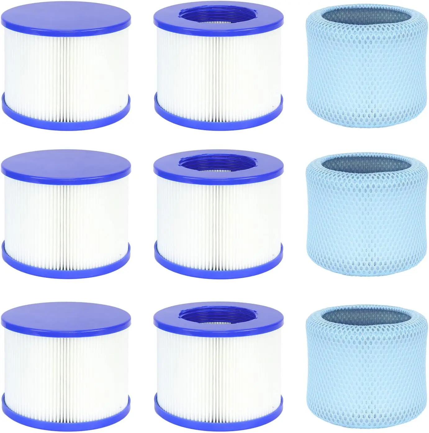 Hot Tub Filter  Replacement - Screw-in  Filters Compatible with  RELXTIME, ALEKO, Wejoy, Aquaspa Inflatable Hot Tubs & Other Spas (WV--6PCS+3 Filter Bags)