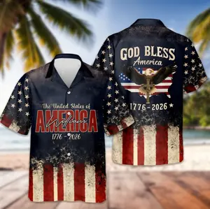 God Bless America 250th Anniversary Hawaiian Shirt, Patriotic Eagle Cross Unisex Apparel For Men Women, Christian Independence Day Gift | 160326.C15672.ID00