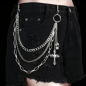 1 Gothic Skull Cross Multi-Layer Trouser Chain Belt Dark Style Party And Daily Fashion Unlimited Style for Men And Women