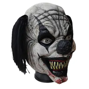 Terror Black Braid Clown Wig Halloween Fangs Clown Mask Carnival Party Festival Performance Face Cover