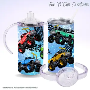 Monster Truck Sippy Cup - Durable Stainless Steel Tumbler for Little Ones with Fun Monster Truck Design and Straw Lid - Flasks, Drinkware
