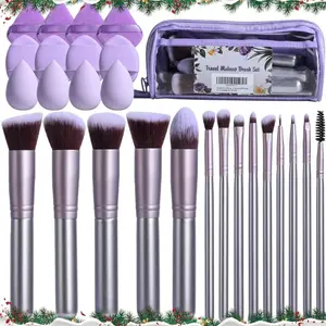 26 Pcs Makeup Brushes Set – Premium Facial Cleaning & Makeup Brush Set with Foundation, Concealer, Blush, Eyeshadow Brushes plus Sponge and Wash Bag