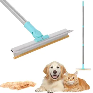 Pet Hair Remover, 1 Count Adjustable Long Handle Lint Scraper, Reusable Fur Broom, Pet Hair Removal Brush Tool for Car Furniture Mat Stairs