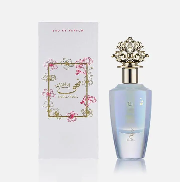 Khadlaj Nuha Vanilla Pearl 85 ML EDP Spray for Women - Single Item, Arabic Gourmand Fragrance, Creamy Vanilla Women's Fragrance with Luxurious Fruity Freshness, Soft Florals, Caramel, Cashmere, Sunshine Musk, Caramel Women's Fragrance