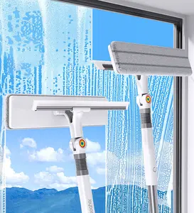 Joybos sturdy and durable metal pole 2 in 1 glass cleaning set for high windows, shower doors and car windshields, easy-grip design, durable metal pole with silicone scraper, essential cleaning tools for the home, ergonomic handle design