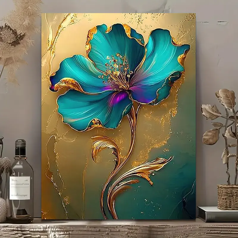 1pc Abstract Floral Framed Wall - Frame Wrapped Canvas Painting Suitable for Living Room, Bedroom, Dorm, Bathroom, Dining Room - Elegant Housewarming Birthday Wedding Gift, Vertical Portrait Decor Vintage Wall Art Decoration posters Artistic Print