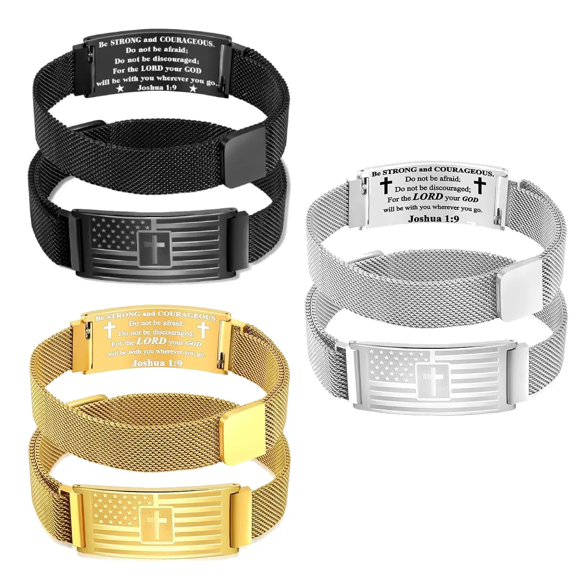 American Flag Cross Bracelet for Men, Bible Verse Stainless Steel Adjustable Bracelet Religious Christian Jewelry Gifts for Thanksgiving Christmas Stocking Stuffers Grandson Son Highquality Finish Charm Bracelet Gift bracelet  men