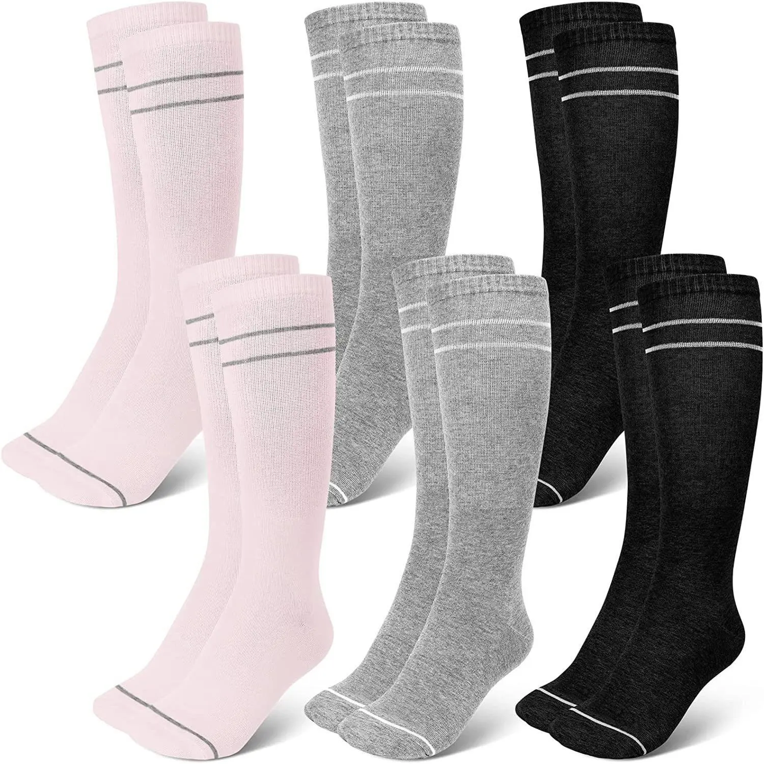 6 pairs of cotton socks (2 black+2 gray+