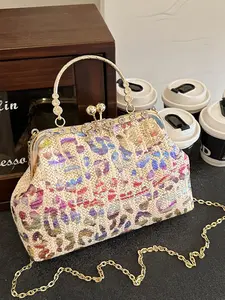 Women's Fashion Leopard Pattern Straw Handbag, Casual Large Capacity Shoulder Bag for Daily Used, Trendy All-match Bag for Commute, Work, Travel