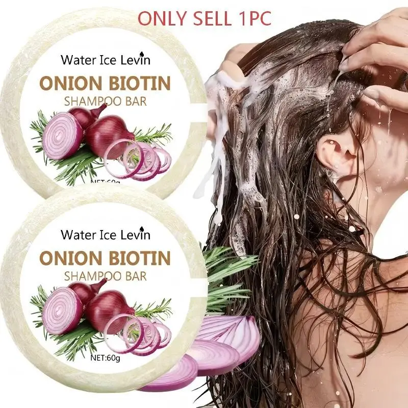 60g Onion Biotin Haircare Shampoo Bar, Deep Cleansing, Oil Control, Moisturizing, Nourishing Hair Care, Portable Travel Size