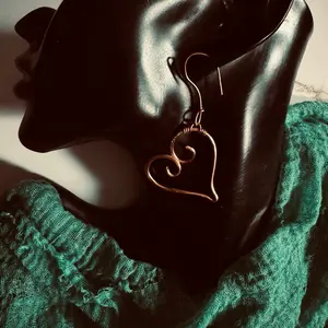 Handmade Pure Copper Wire Earrings Unique heart Designs Lightweight Comfortable High-Quality Materials One-of-a-Kind Accessory