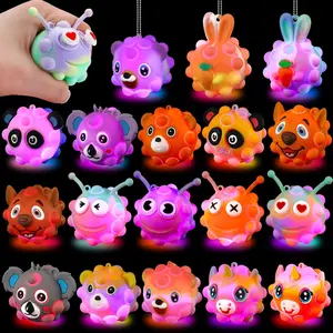 18pcs Light Up Animal Pop Balls Fidget Toys Favors for Kids 4-8 8-12 Sensory Squeeze Toys Stress Relief Balls Goodie Bag Stuffers Classroom Prizes Stuffers Treasure Box Toy