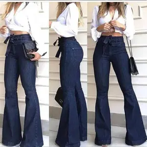 Womens High Waisted Bell Bottom Jeans Denim High Rise Flare Jean Pants with Wide Leg and Belt