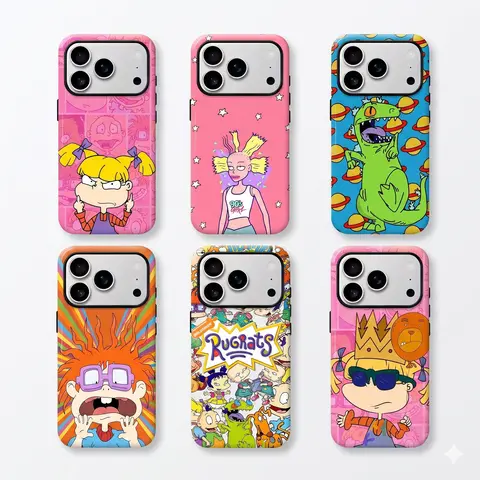 Cartoon Rugrats Cute Phone Case for Little Boys - Anti-Drop Transparent Soft Silicone TPU Bumper, Polycarbonate Back Cover with Dirt-Resistant Surface, Secure Button Coverage for iPhone 17/16/15/14/13/12/11 Pro Max Handheld Devices, Cute Phone Accessories