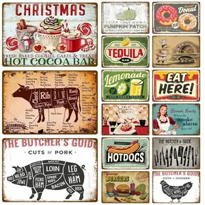 Retro Diner Tin Sign Poster Vintage Wall Posters Metal Sign Decorative Wall Plate Kitchen Plaque Metal Vintage Decor Accessories