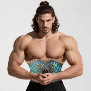 Abdominal muscle contraction training belt, 6modes,Velcro fastening design, lazy exercise, 18-levelintensity adjustment function, compact and portable withrechargeable battery, suitable for abdominal muscleworkouts, perfect for home use