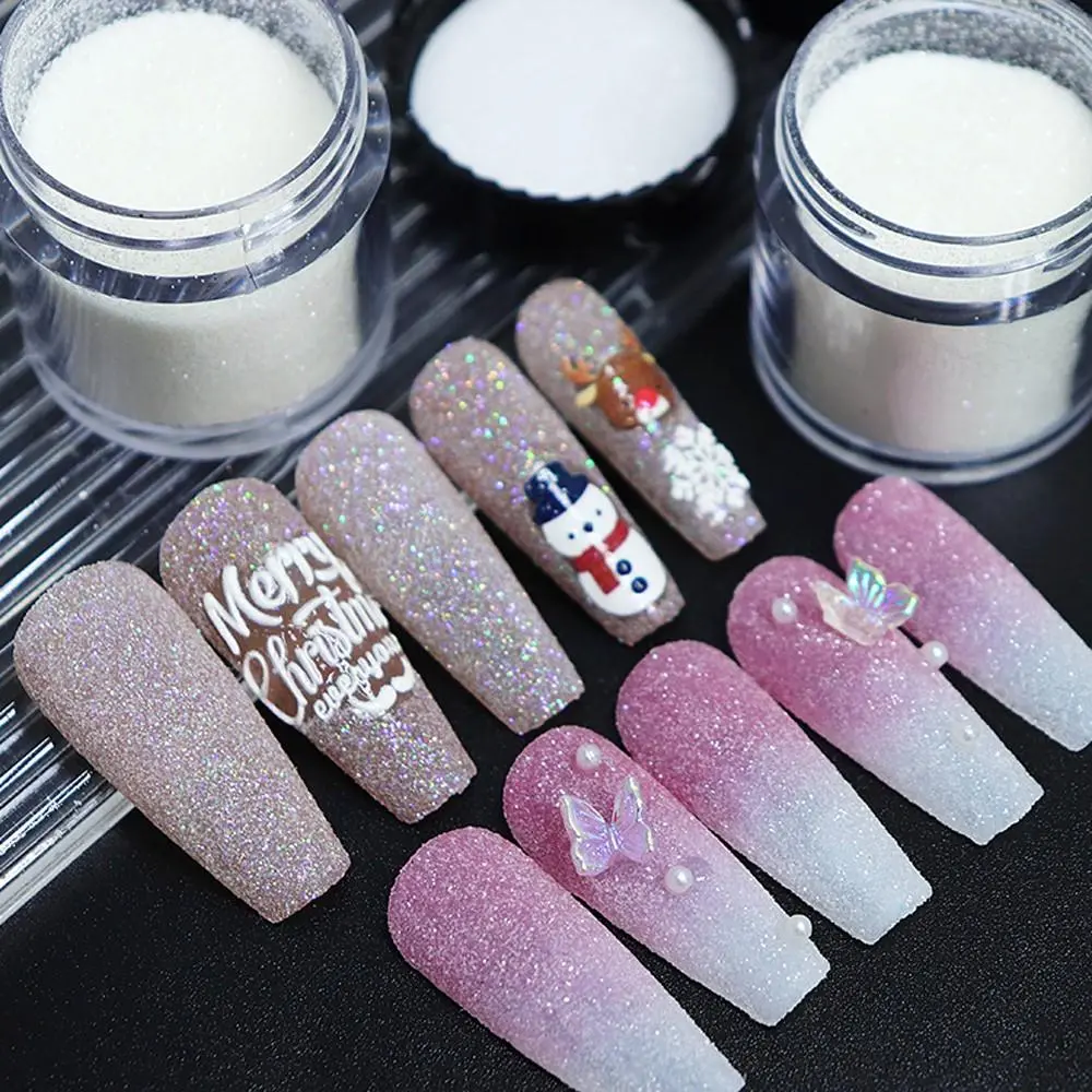 10g 3D Christmas Glitter Iridescent Nail Chrome Powder 0.1mm Fine Sugar Sand Diamond Nail Dust Coating Sweater French Nails Dust
