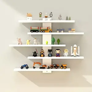Adjustable Wall-Mounted Display Shelf, Five-Tier Design, Modern Home Decor Storage Rack, Suitable for Figurines, Dolls, Statues, Toys
