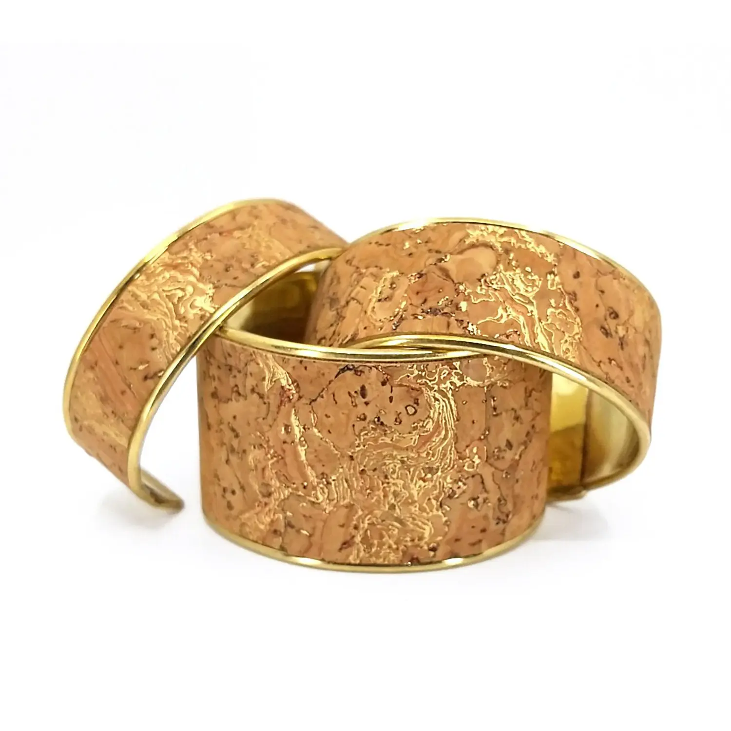 Portuguese Cork Channel Cuff - Metallic Gold Swirl