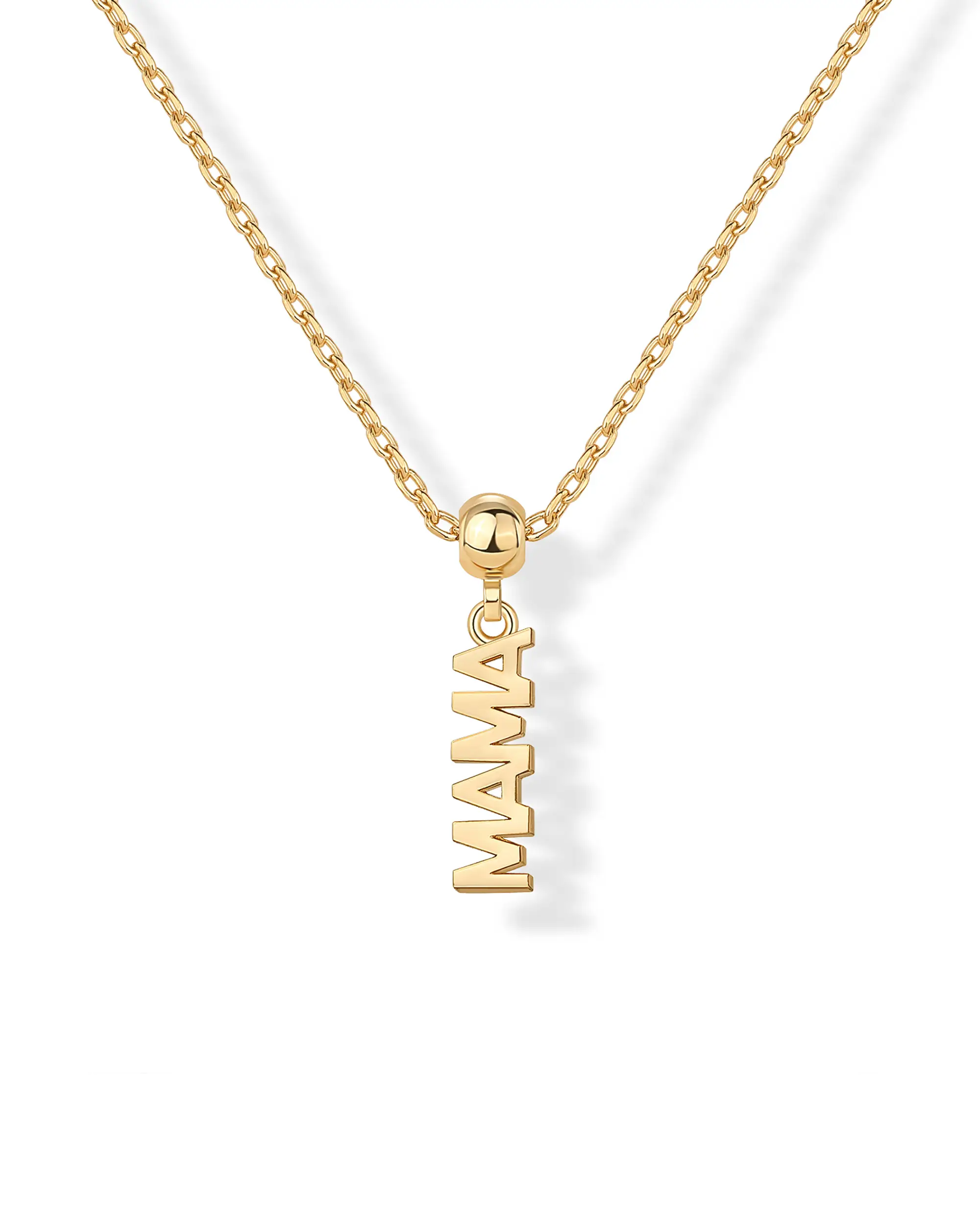 PAVOI 14K Gold Plated Dainty Dog Tag Charm Pendant Mom Necklace for Women - Gold Adjustable Sliding Chain Mama Necklace Jewelry for Mothers Day - Momm