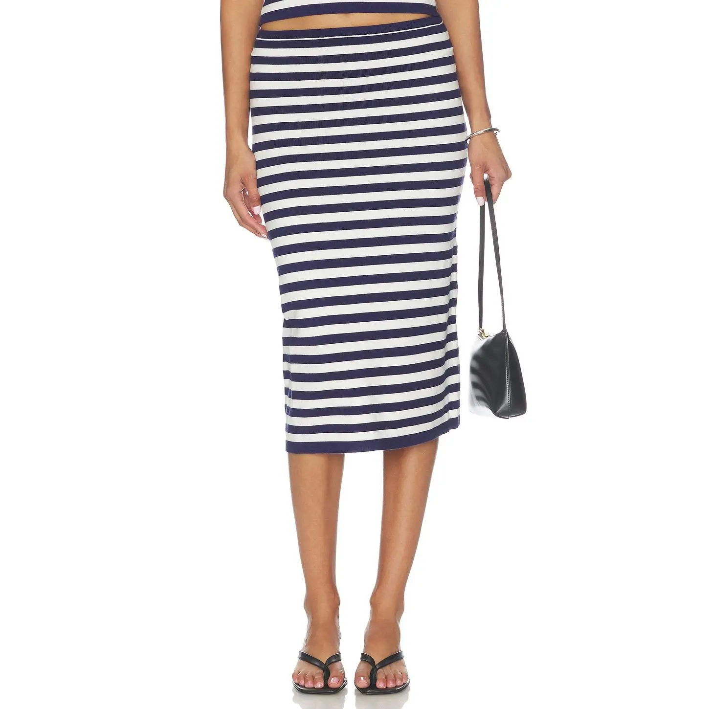 ALL THE WAYS Jolene Midi Skirt in Navy Stripe