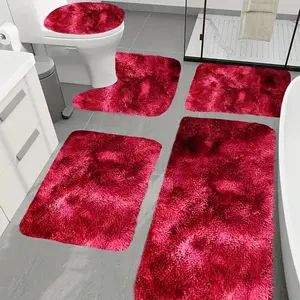5pcs Set, Soft Faux Fur Tie-Dye Bathroom Mat Set, Universal Non-Slip, Absorbent, Thick Machine Washable Knit Fabric Bath Rugs, 100% Polyester, 450gsm, 1.77inch Thick, Ideal for Bathroom Decor, Tub, Toilet Floor, Shower Area