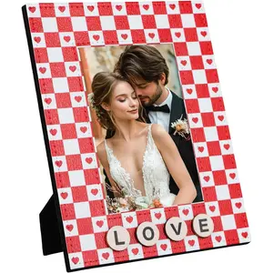 Love Picture Frame for Couples - Valentines Day Picture Frame Unique Gift Red and White Heart Design Romantic Valentine's Day Gifts for Him Her Wedding Ann