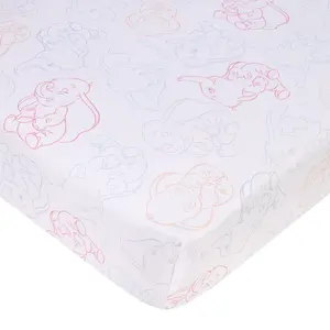 Dumbo Blue, Gray, Pink, and White Nursery Fitted Crib Sheet