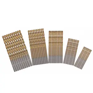 50-Piece Titanium Coated Twist Drill Bit Set, Durable Mini Drill Bits for DIY Woodworking Projects, Electric Drill Accessory Kit