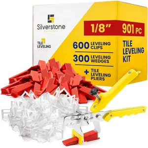 901 Pcs Tile Leveling System with 1/8" (3mm) Spacers, Wedges, Leveling Clips and Leveler Pliers for Perfect Precise DIY Ceramic Tile Installation