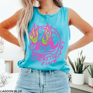 Everything is Fine Tank Top, Retro Tank Top, Sarcastic Shirt, Funny Skeleton Shirt, Festival Shirt, Comfort Colors®, Rebel Tee, Neon Shirt
