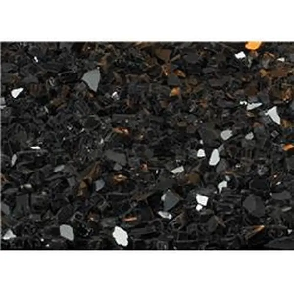 1 Sq. Ft. Decorative Polished Reflective Crushed Glass - Black, Consistent Particle Size, Tempered Glass for Fireplace Areas, Creates Illusion of Floating Flames, Unique Visual Element for Loft Owners