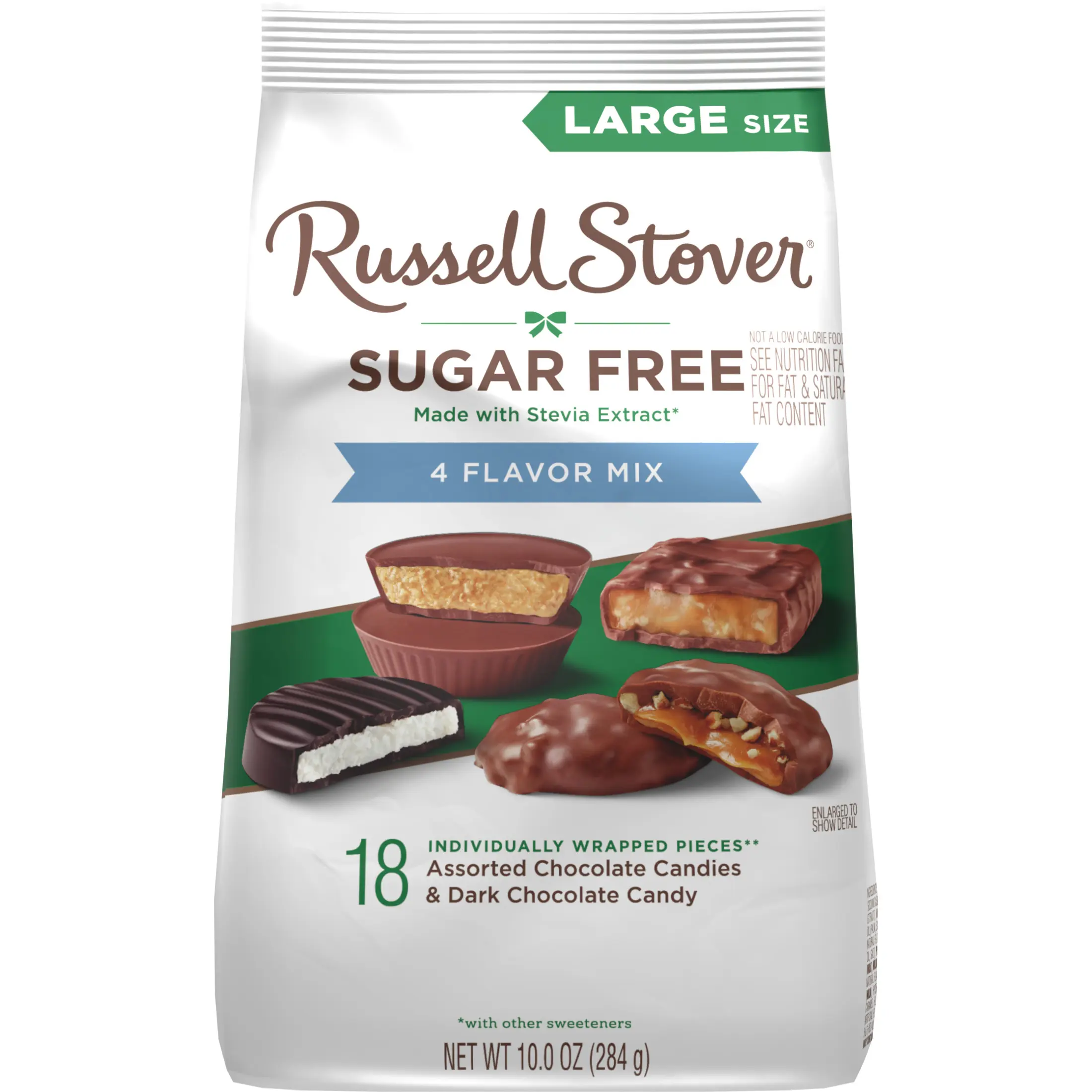 RUSSELL STOVER Sugar Free 4 Flavor Mix in Chocoalte Candy & Dark Chocolate Candy, 10 oz. bag
