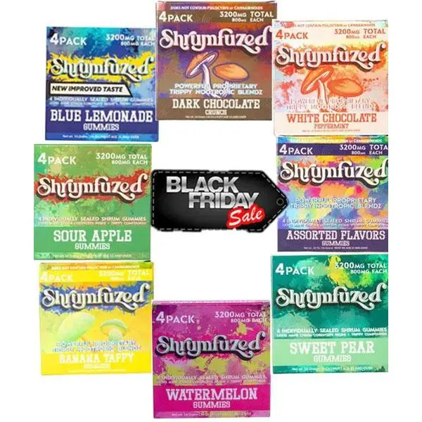 Shrumfuzed - Proprietary Nootropic Gummy 8000mg - Lion's Mane, Reishi, Chaga, and Cordycep Nootropic Mushroom Blend (4, Assorted)
