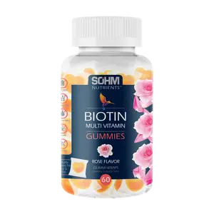 SOHM Biotin Multivitamin Gummies Rose Flavor Vegetarian Chewable Gummies for Improved Hair Skin and Nails 60 Count - Dietary, Healthcare