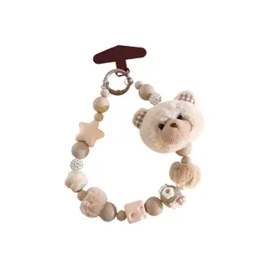 Trendy Cute Plush Bear Beaded Bracelet - Anti-Lost Lanyard for Phone Case/Keychain/Headphone/CCD