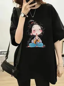 Wo Casual Short Sleeve Crew Neck T-Shirt - Opaque Smooth Texture Blouse Suitable for Summer & Spring Layering, Machine Washable Opaque Top, Non-Sheer Everyday Basic Tee for Workouts, Office & Casual Outfits