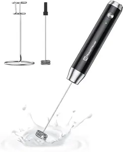 Handheld Milk Frother for Coffee,Rechargeable & Waterproof Electric Stainless Steel Whisk Portable Foam Maker for Latte & Protein Nutrition Drink Mixer,Kitchen Gadgets, Mothers' Day Gift Cream Machine, Household Appliances