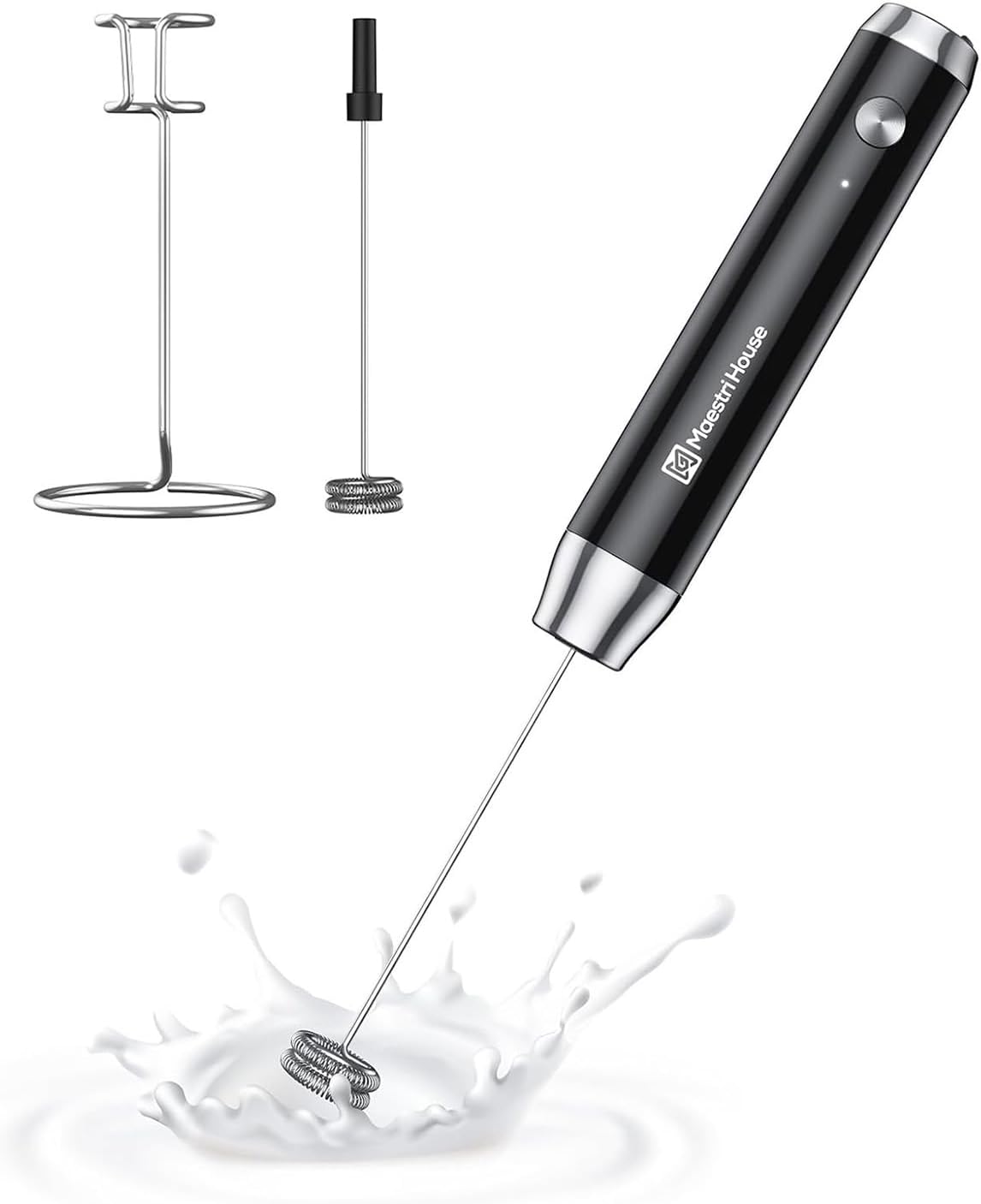 Handheld Milk Frother for Coffee,Rechargeable & Waterproof Electric Stainless Steel Whisk Portable Foam Maker for Latte