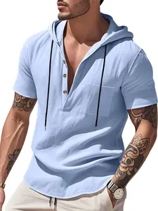 Men's Solid Color Polo Shirt, Casual Regular Fit Short Sleeve Half Zip Up Top for Summer, Fashion Men's Clothes for Daily Wear, Gamis, Menswear