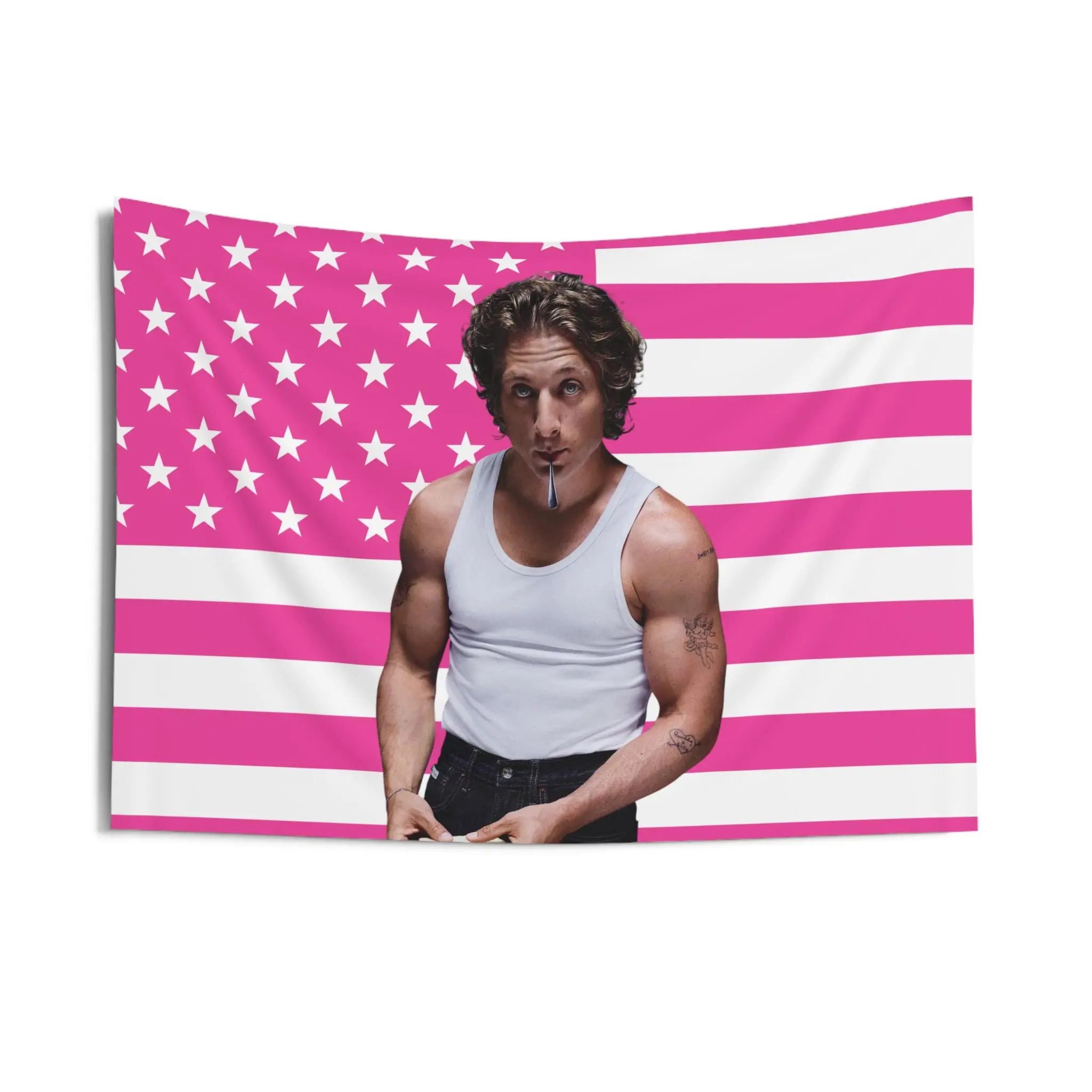 Jeremy Allen White v2 Flag, Pink Aesthetic Wall Flag, Shameless Shirtless Flag, Actor Fan Room Decor hot actor wall art tv show tapestry