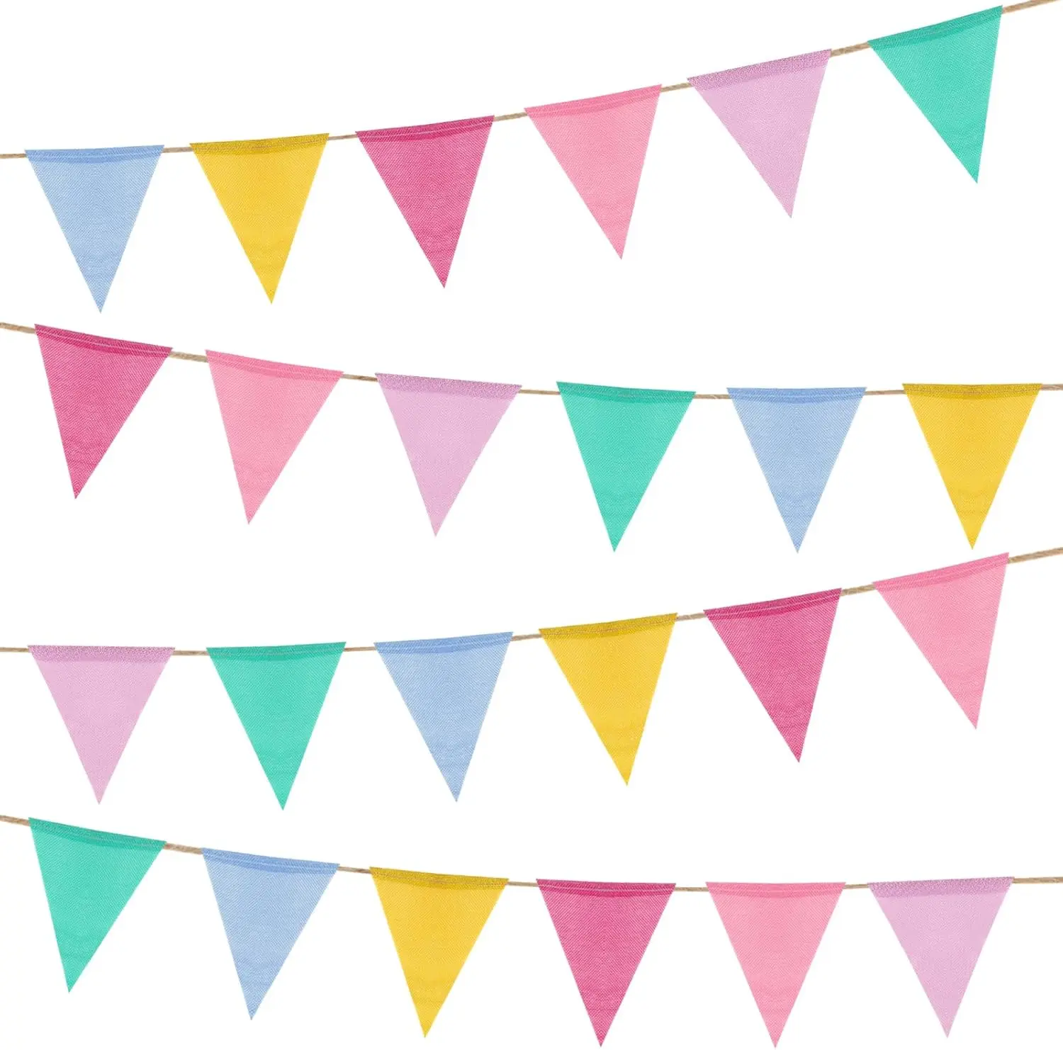 24-Pack Long-Lasting Triangular Geometric Multicolor Flags, Imitated Burlap Hanging Loop Pennant Banner, Home & Festive Supplies for Parties/Weddings Decorations