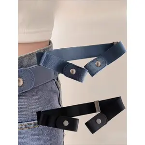 Plus Size Invisible Belt, Solid Color Elastic Design for Comfort and Fit, No Buckle Lazy Belt for Men and Women, Versatile Knitted Stud Decoration, Best for Jeans and Daily Wear