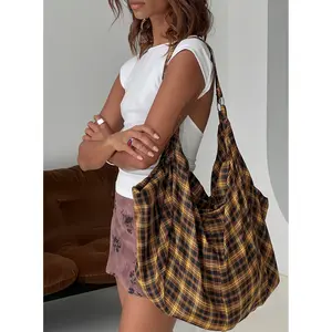 Catch Up Oversized Tote Bag Yellow Check