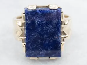 Men's Vintage Gold Sodalite Statement Ring