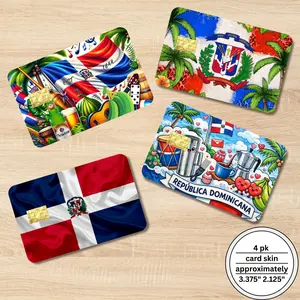 Dominican Republic Holographic Card Skins 4 Pack | DR Flag Aesthetic Wallet Decor | Cultura Card Cover | Gift Idea | 3.375" x 2.125" | Easy Peel & Stick | No Sticky Residue