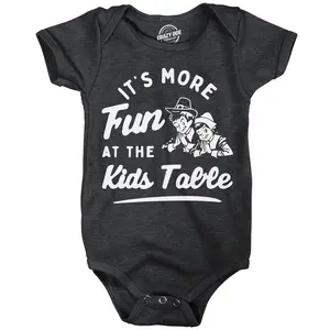Its More Fun At The Kids Table Baby Bodysuit Funny Sarcastic Thanksgiving Jumper For Infants Funny Baby Onesies Thanksgiving Clothes for Baby Funny Food Onesie Novelty Onesie Black -