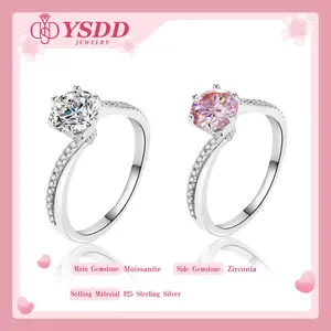 【#151】Elegant Bypass Synthetic Moissanite Engagement Ring in 925 Sterling Silver 1Carat