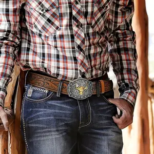 Unisex Removable Cow Buckle Split Cowhide Western Style Belt